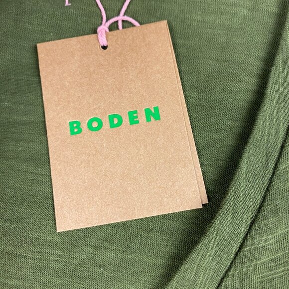 NWT Boden V-Neck T-Shirt Women's Size Large Green 100% Cotton - Picture 5 of 10